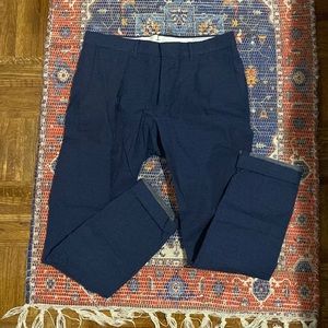 Frank and oak men’s blue and white polka dot dress pants